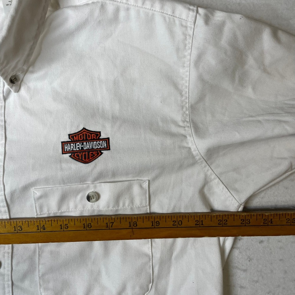 Red Kap Harley-Davidson Montreal Staff Shirt Mens Medium White Button Up ST82WH2 - Picture 6 of 7